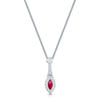 Berry's 18ct White Gold Marquise Cut Ruby And Diamond Cluster Drop Pendant - Berry's Jewellers