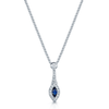 18ct White Gold Marquise Cut Sapphire & Round Brilliant Cut Diamond Cluster Pendant