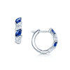 18ct White Gold Marquise Diamond & Sapphire Half Hoop Earrings