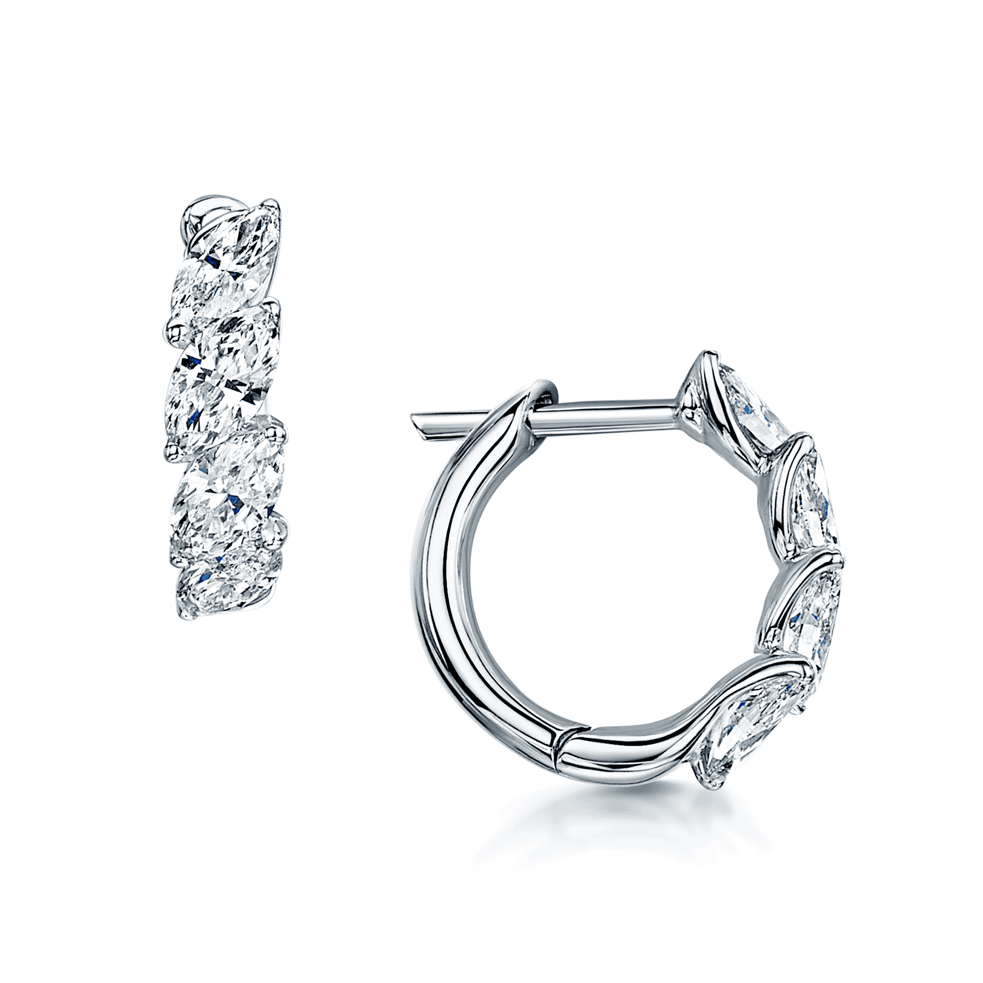 Berry's 18ct White Gold Marquise Diamond Small Hoop Earrings - Berry's Jewellers