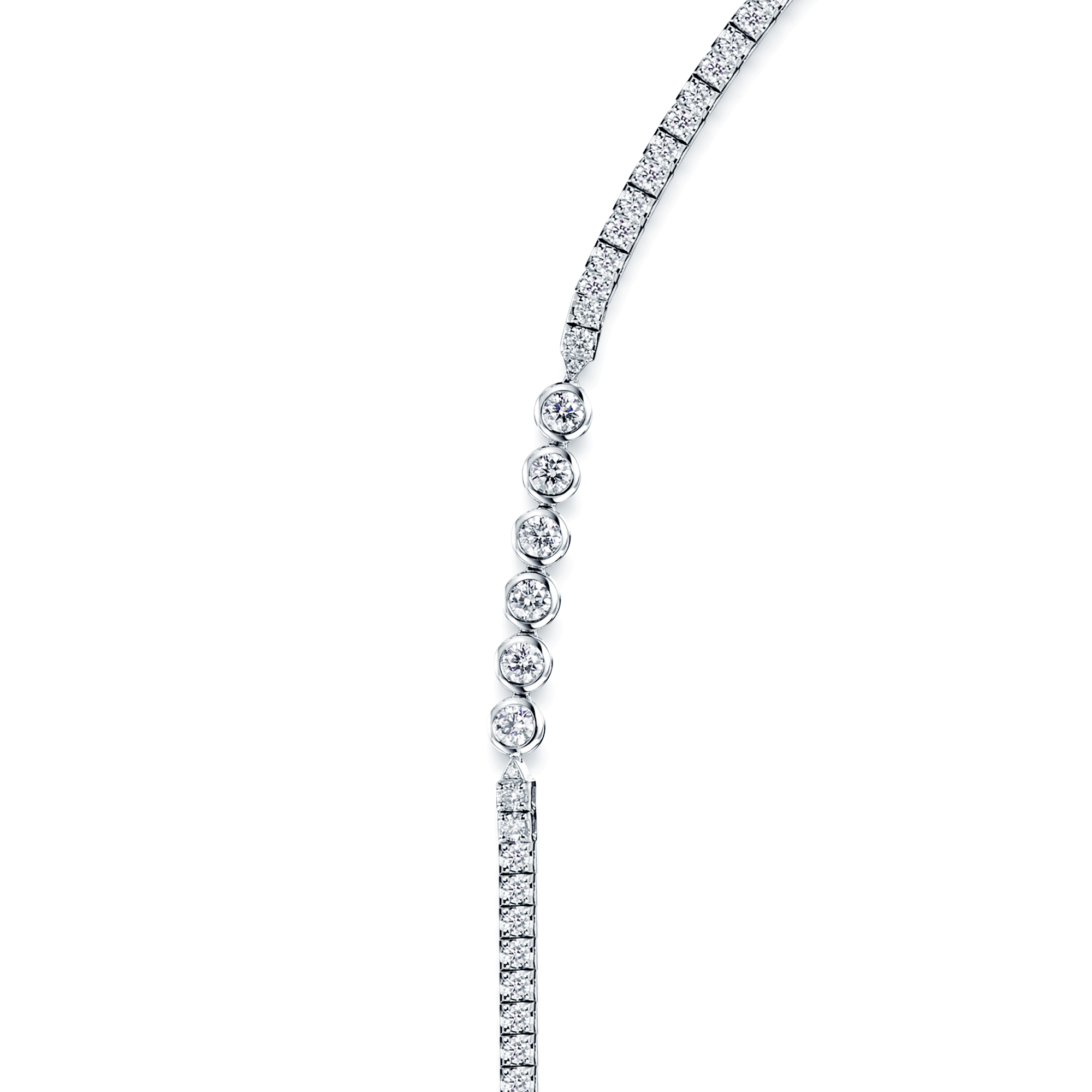 Berry's 18ct White Gold Mixed Cut Diamond Long Fancy Necklet - Berry's Jewellers