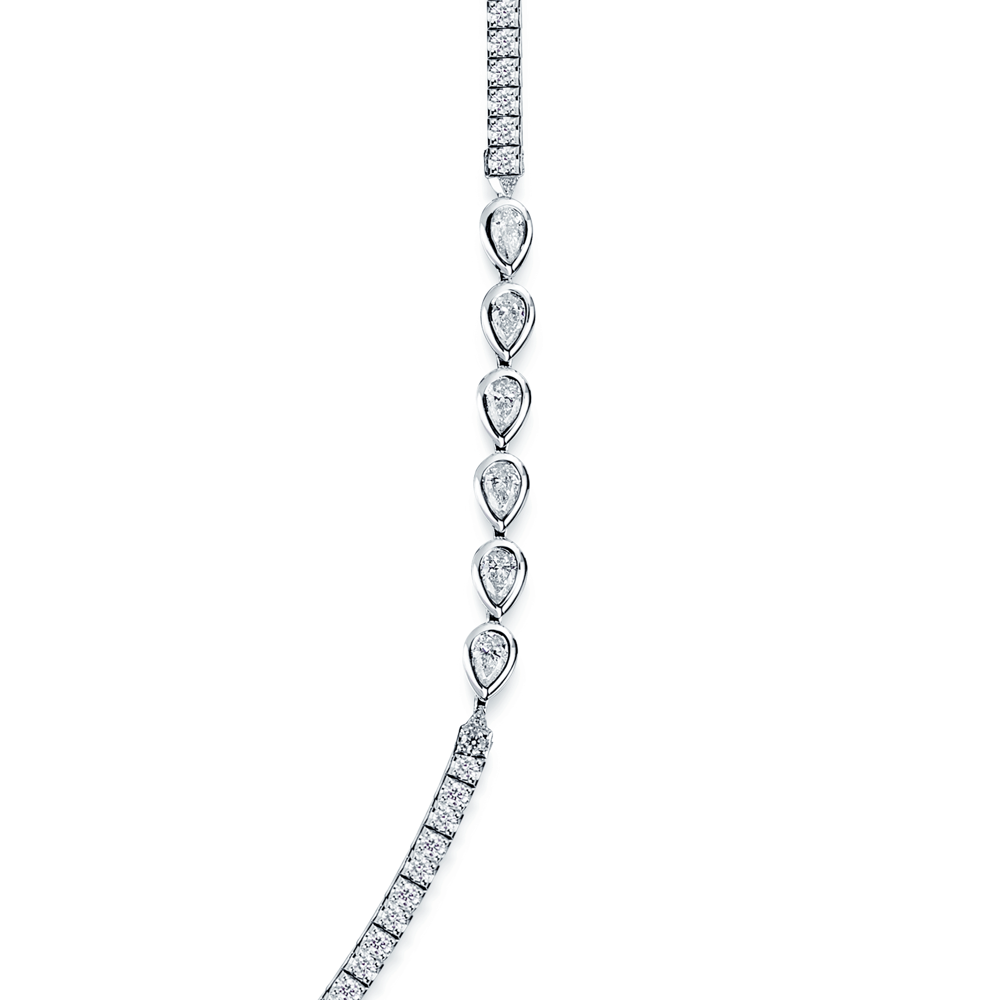 Berry's 18ct White Gold Mixed Cut Diamond Long Fancy Necklet - Berry's Jewellers