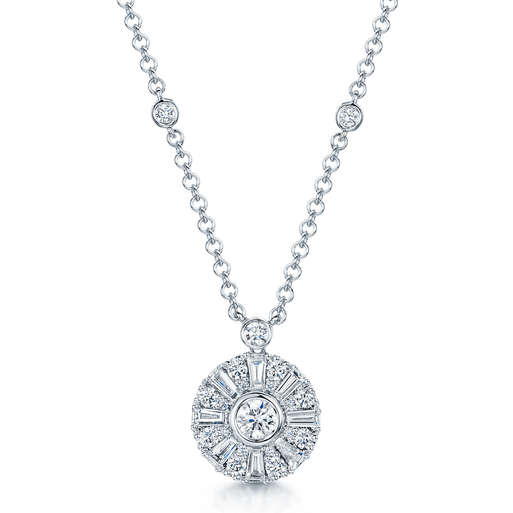 Berry's 18ct White Gold Mixed Cut Diamond Sun Circle Pendant - Berry's Jewellers