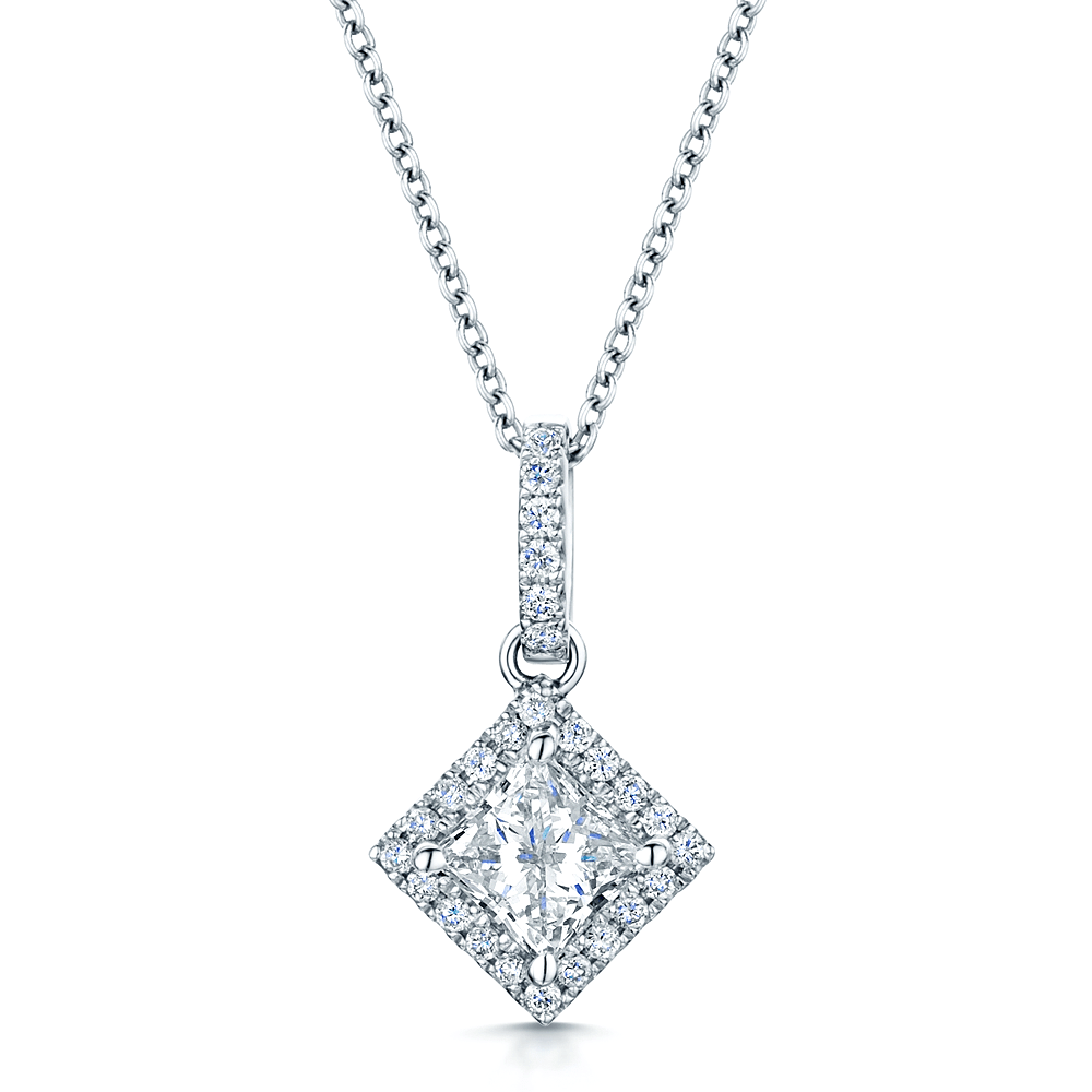 Berry's 18ct White Gold Offset Princess Cut Diamond Pendant - Berry's Jewellers