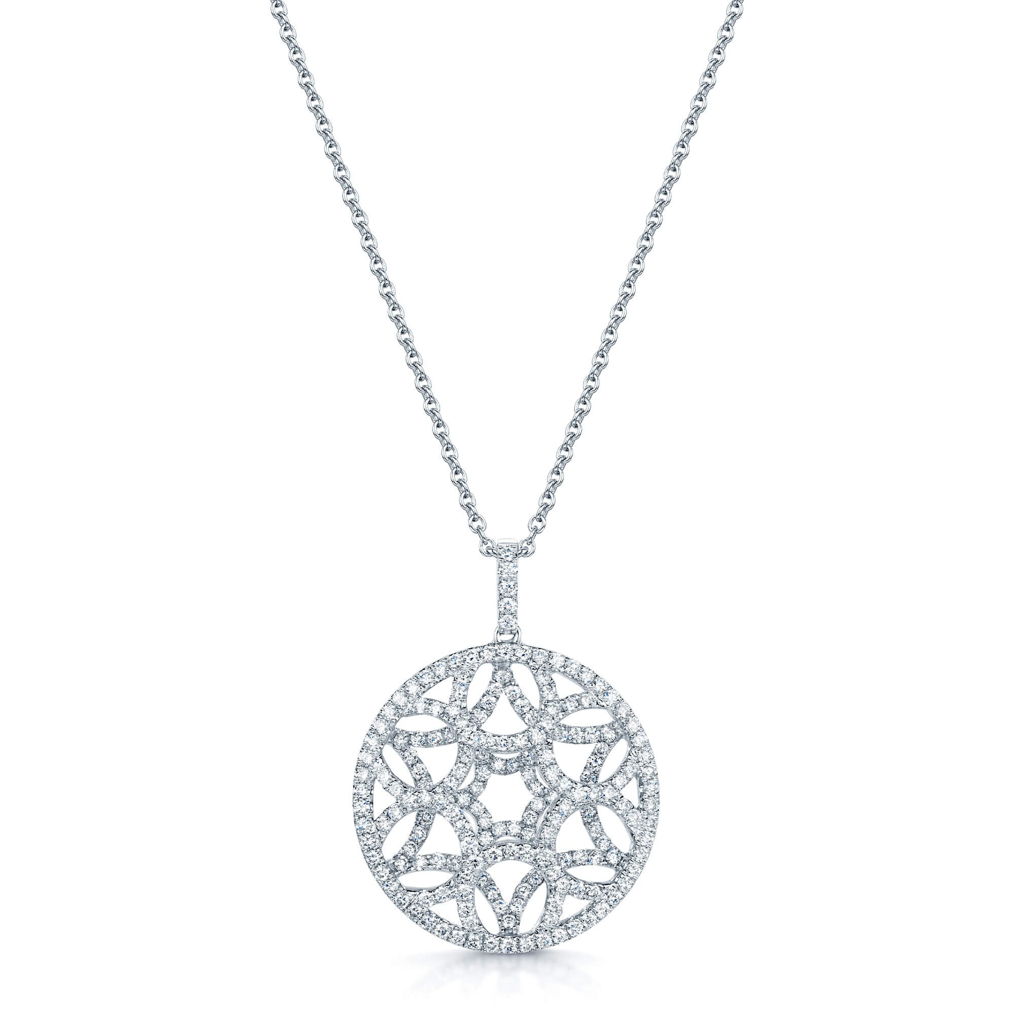 18ct White Gold Open Circular Diamond Pendant