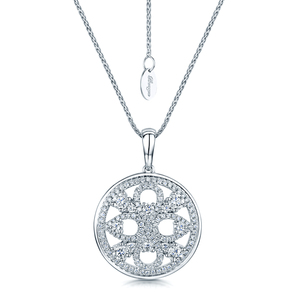 Berry's 18ct White Gold Ornate Diamond Circular Pendant - Berry's Jewellers