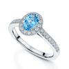 Berry's 18ct White Gold Oval Aquamarine with Grain Set Diamond Halo & Shoulders Ring - Berry's Jewellers