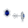 Berry's 18ct White Gold Oval Blue Sapphire And Round Brilliant Cut Diamond Stud Earrings. - Berry's Jewellers