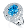 Berry's 18ct White Gold Oval Blue Topaz and Diamond Surround Ring - Berry's Jewellers