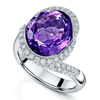 Berry's 18ct White Gold Oval Cut Amethyst And Diamond Swirl Design Ring - Berry's Jewellers