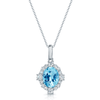 Berry's 18ct White Gold Oval Cut Aquamarine And Diamond Cluster Pendant - Berry's Jewellers