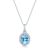 Berry's 18ct White Gold Oval Cut Aquamarine And Diamond Halo Pendant - Berry's Jewellers