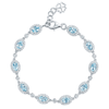 Berry's 18ct White Gold Oval Cut Aquamarine And Diamond Halo Surround Bracelet - Berry's Jewellers