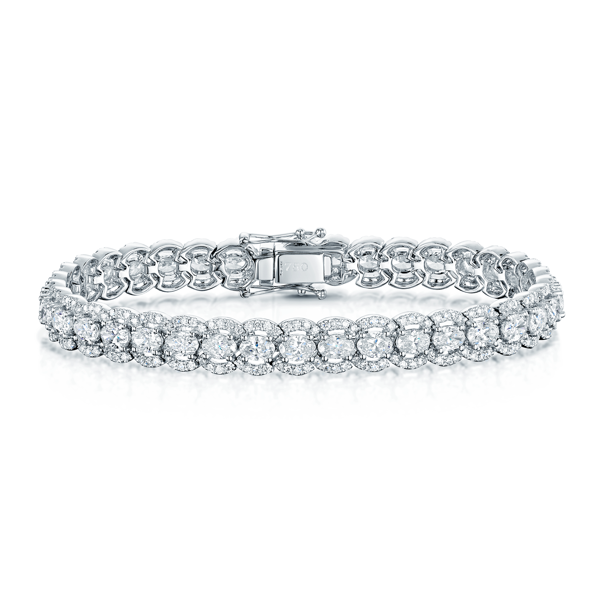 18ct White Gold Oval Cut Diamond Fancy Halo Bracelet