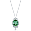 Berry's 18ct White Gold Oval Cut Green Tourmaline, Marquise Cut Diamond & Round Brilliant Cut Diamond Pendant - Berry's Jewellers