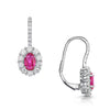 Berry's 18ct White Gold Oval Cut Ruby Diamond Cluster Drop Earrings - Berry's Jewellers