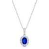 Berry's 18ct White Gold Oval Cut Sapphire And Diamond Cluster Pendant - Berry's Jewellers