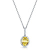 Berry's 18ct White Gold Oval Cut Yellow Sapphire Diamond Halo Pendant - Berry's Jewellers