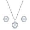 Berry's 18ct White Gold Oval Diamond Halo Pendant & Earring Set - Berry's Jewellers