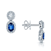 Berry's 18ct White Gold Oval Diamond & Sapphire Double Drop Earrings - Berry's Jewellers