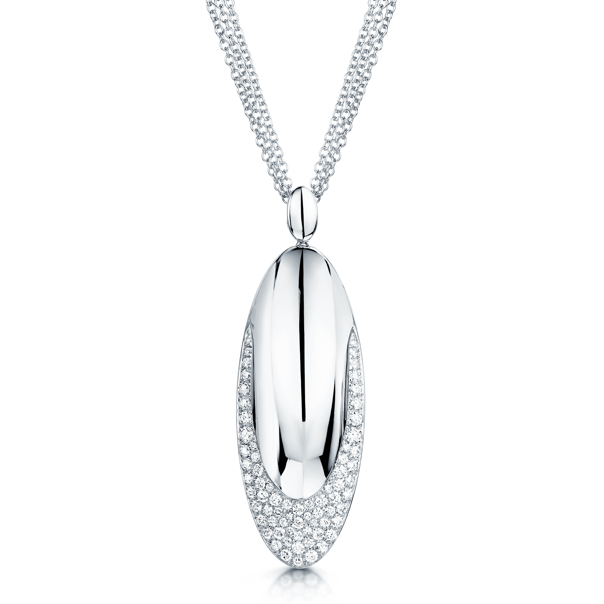 18ct White Gold Oval Pave Diamond Pendant