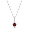 Berry's 18ct White Gold Oval Rubelite And Diamond Vintage Cluster Pendant - Berry's Jewellers