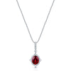 Berry's 18ct White Gold Oval Rubelite And Diamond Vintage Cluster Pendant - Berry's Jewellers