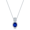 Berry's 18ct White Gold Oval Sapphire And Diamond Double Halo Pendant - Berry's Jewellers