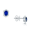 Berry's 18ct White Gold Oval Sapphire And Diamond Fancy Cluster Stud Earrings - Berry's Jewellers