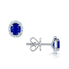 Berry's 18ct White Gold Oval Sapphire And Diamond Halo Stud Earrings - Berry's Jewellers