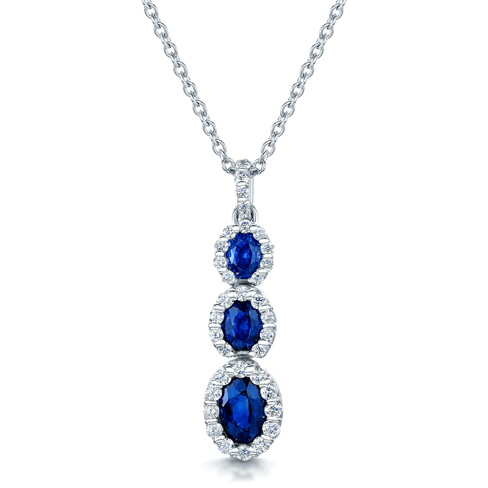 Berry's 18ct White Gold Oval Sapphire & Diamond Pendant - Berry's Jewellers