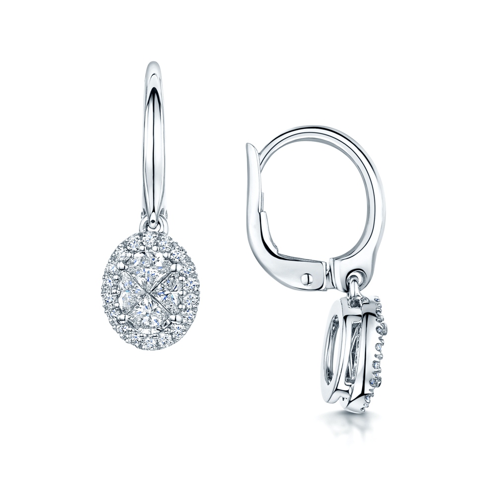 Berry's 18ct White Gold Oval Shaped Diamond Drop Earrings - Berry's Jewellers