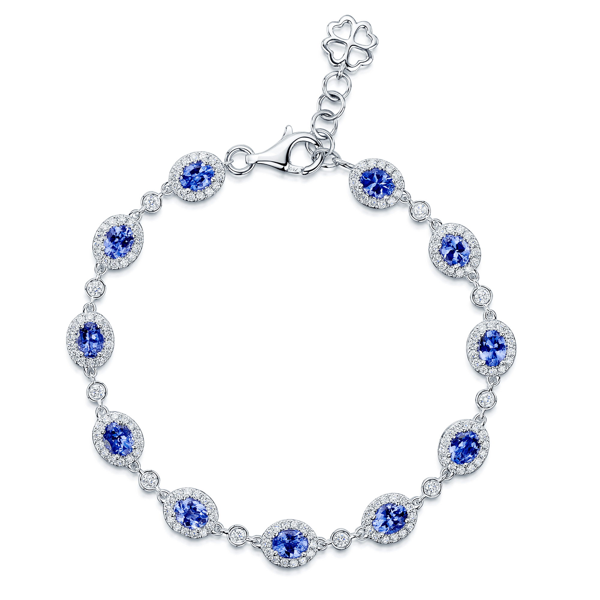 Berry's 18ct White Gold Oval Tanzanite And Diamond Cluster Bracelet - Berry's Jewellers