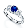 Berry's 18ct White Gold Oval Unheated Sapphire And Round Brilliant Cut Diamond Three Stone Ring - Berry's Jewellers