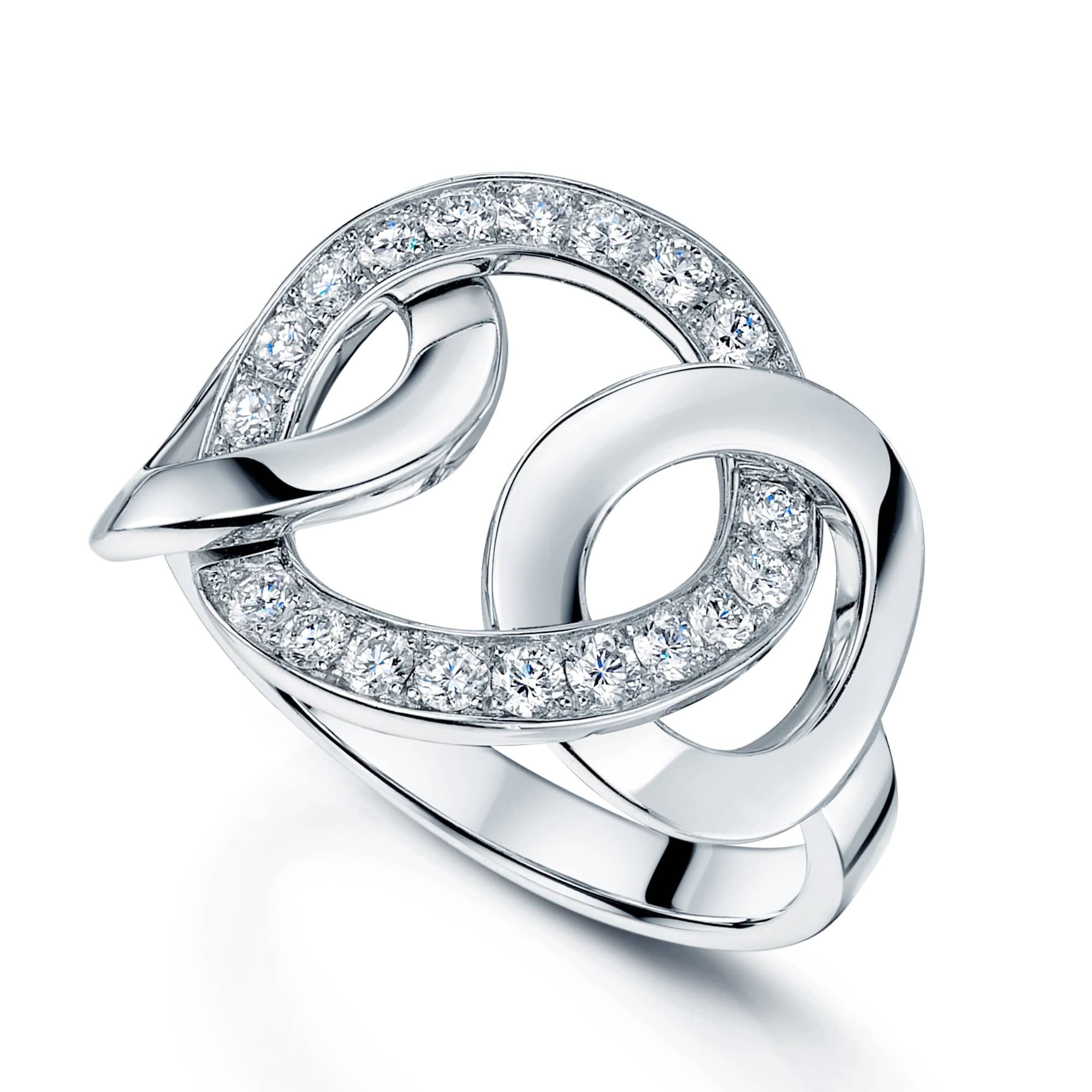 Berry's 18ct White Gold Pave Diamond Set Open Three Circle Design Ring - Berry's Jewellers