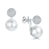 18ct White Gold Pave Diamond Set Sphere Earrings With Detachable South Sea Pearls