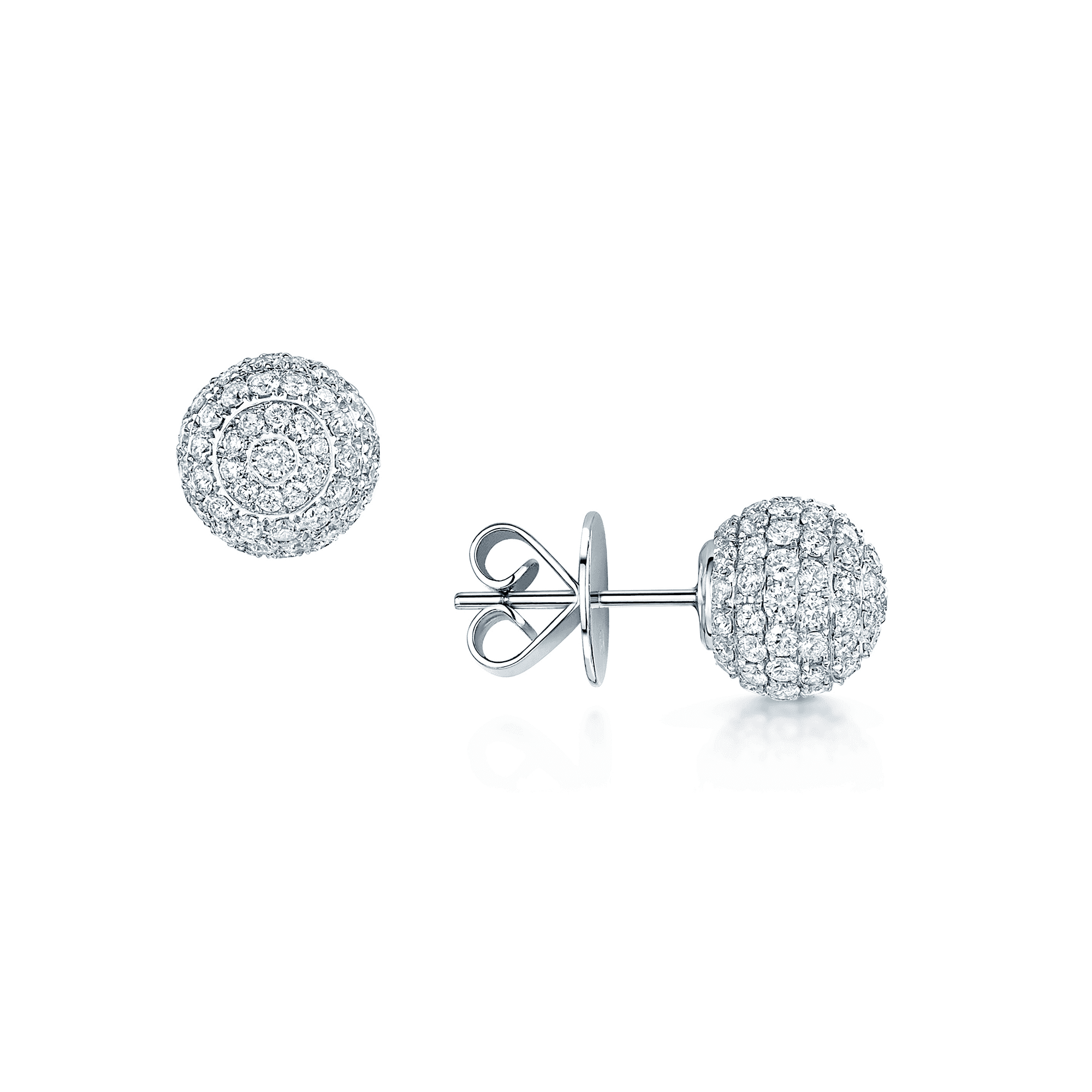 Berry's 18ct White Gold Pave Diamond Set Sphere Earrings With Detachable South Sea Pearls - Berry's Jewellers