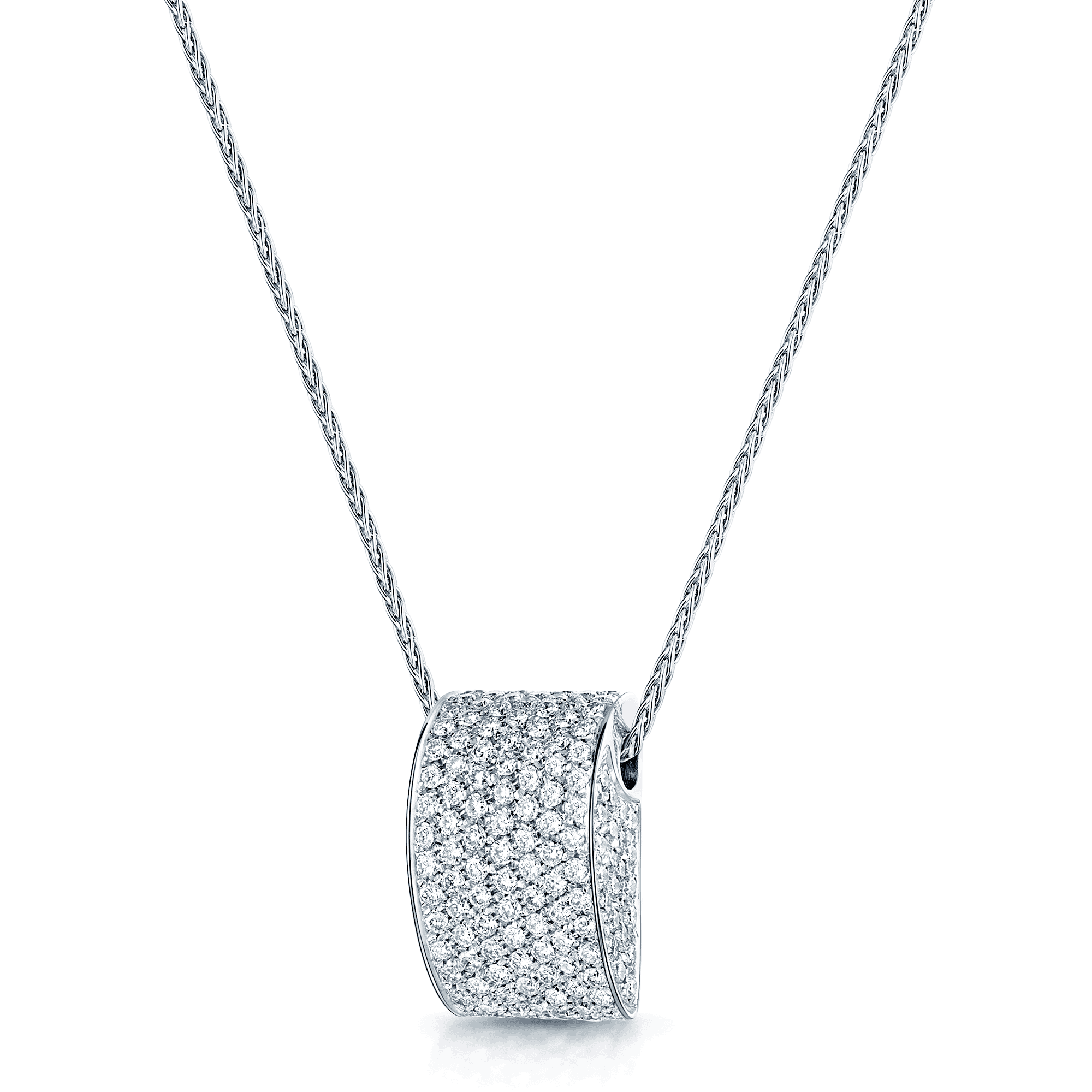 Berry's 18ct White Gold Pave Set Curved Pendant - Berry's Jewellers