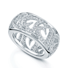 18ct White Gold Pave Set Diamond Band With Heart Decoration Dress Ring