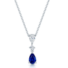 Berry's 18ct White Gold Pear Blue Sapphire & Diamond Three Stone Pendant - Berry's Jewellers