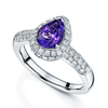 Berry's 18ct White Gold Pear Cut Amethyst And Diamond Halo Ring With Diamond Set Shoulders. - Berry's Jewellers