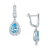 Berry's 18ct White Gold Pear Cut Aquamarine And Diamond Halo Surround Drop Earrings - Berry's Jewellers