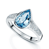 Berry's 18ct White Gold Pear Cut Aquamarine Ring With Diamond Set Shoulders - Berry's Jewellers