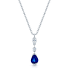 Berry's 18ct White Gold Pear Cut Blue Sapphire And Diamond Drop Pendant - Berry's Jewellers