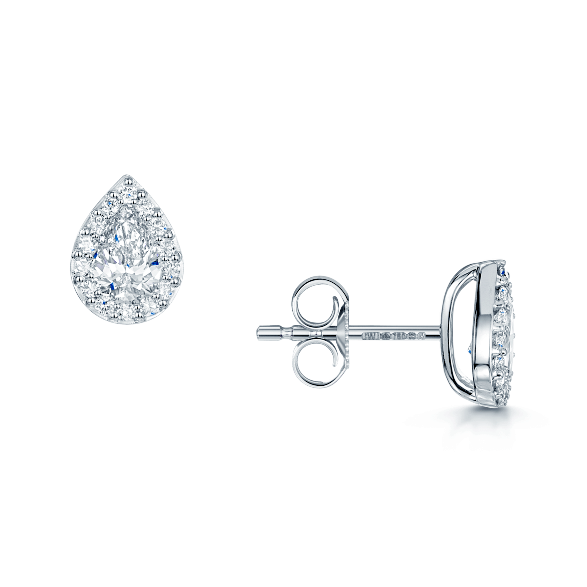 18ct White Gold Pear Cut Diamond 0.80ct Halo Stud Earrings