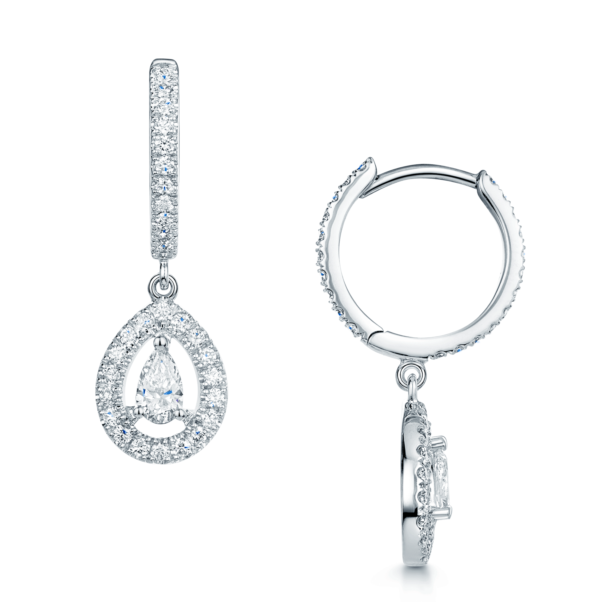 Berry's 18ct White Gold Pear Cut Diamond Drop Earrings - Berry's Jewellers