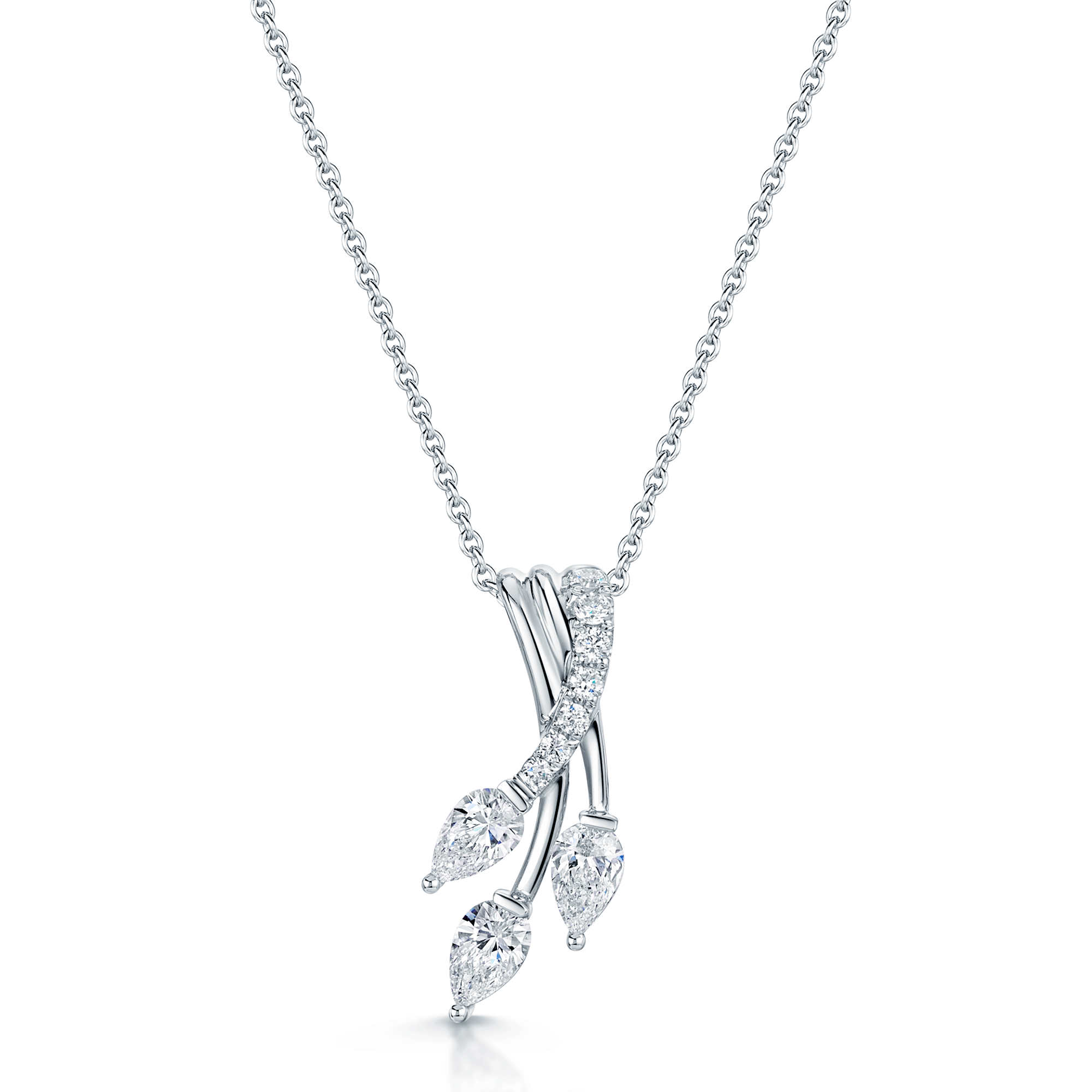 18ct White Gold Pear Cut Diamond Fancy Twist Pendant