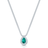 Berry's 18ct White Gold Pear Cut Emerald And Diamond Halo Pendant - Berry's Jewellers