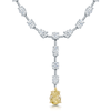 Berry's 18ct White Gold Pear Cut Fancy Yellow Diamond Necklet With Mixed Cut Diamond Surrounding - Berry's Jewellers