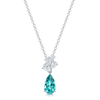 Berry's 18ct White Gold Pear Cut Indicolite Tourmaline And Diamond Drop Pendant - Berry's Jewellers